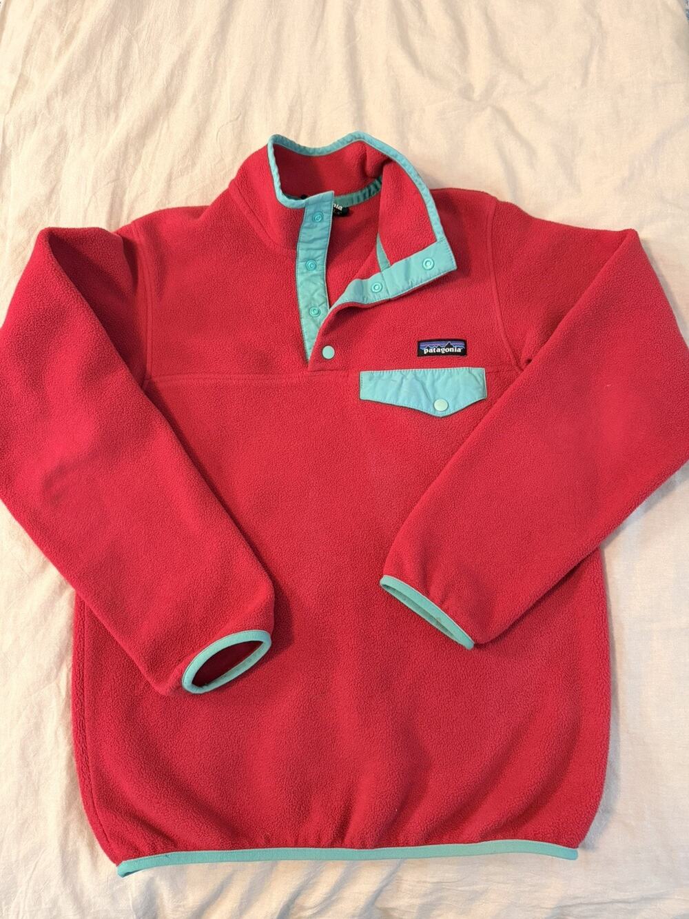 Patagonia Synchilla XS Women's Fleece Pullover Hot Pink/Teal Outdoor Hiking
